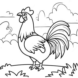 Majestic Rooster Crowing At Sunrise Coloring Page 101858-40244