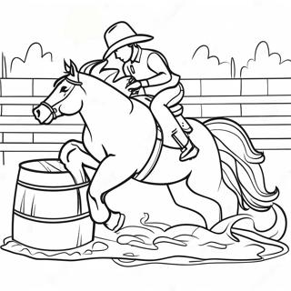Colorful Barrel Racing Scene Coloring Page 101936-40307