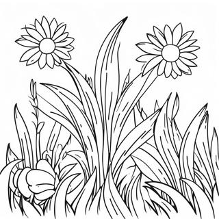 Vibrant Grass And Flowers Coloring Page 101989 40350