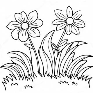Vibrant Grass And Flowers Coloring Page 101989 40352