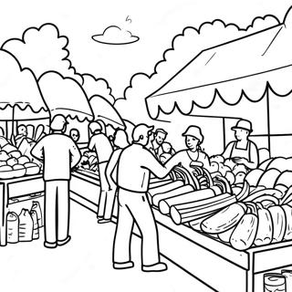 Busy Farmers Market Scene Coloring Page 102090 40422
