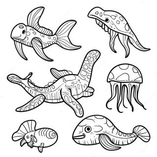 Ancient Sea Creature Fossil Coloring Page 102349 40628