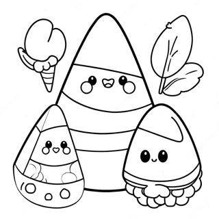 Cute Candy Corn Characters Coloring Page 102657-40857