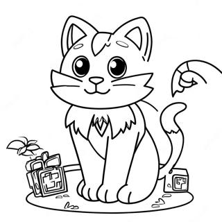 Playful Minecraft Cat Coloring Page 103072 41188