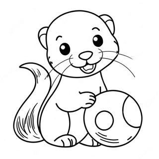 Ferret With A Ball Coloring Page 103149-41252