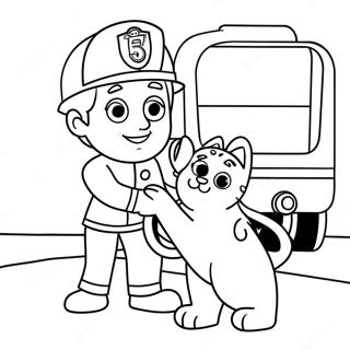 Fireman Sam Rescuing A Cat Coloring Page 103302-41365