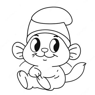 Cute Smurf Cat With Hat Coloring Page 103327 41381