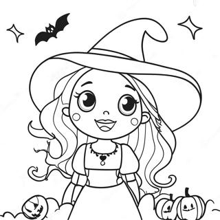 Charming Vintage Halloween Witch Coloring Page 103430-41468