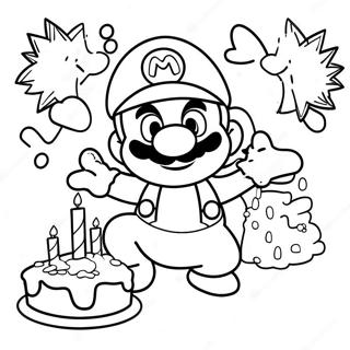 Mario Birthday Coloring Pages