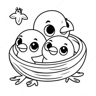 Cute Baby Ravens Nesting Coloring Page 104226 42083