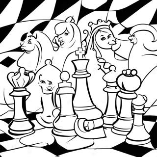 Colorful Chess Pieces Coloring Page 104329-42160