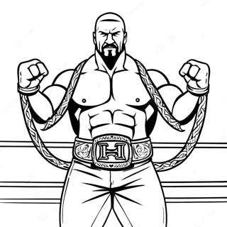 Epic Triple H Holding Two Belts Coloring Page 104356 42186