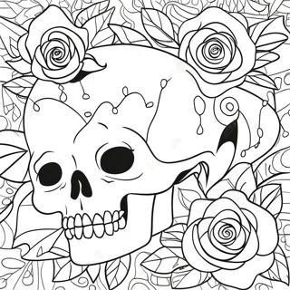 Love Skulls And Roses Coloring Page 104789-42514