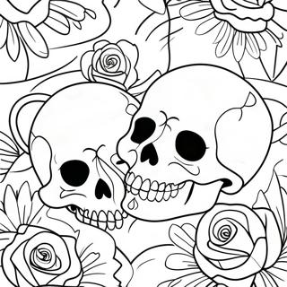 Love Skulls And Roses Coloring Page 104789-42515