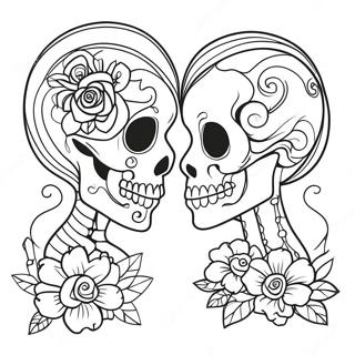 Gothic Love Skulls Coloring Page 104790-42517