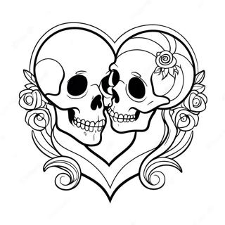 Gothic Love Skulls Coloring Page 104790-42518