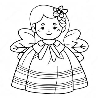 Beautiful Flower Girl In A Dress Coloring Page 104842-42558