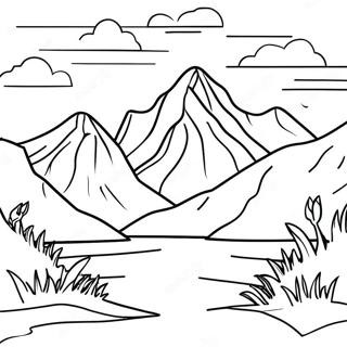 Realistic Mountain Landscape Coloring Page 105073-42734