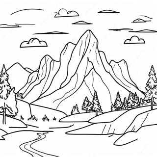 Realistic Mountain Landscape Coloring Page 105073-42735