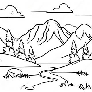 Realistic Mountain Landscape Coloring Page 105073-42736