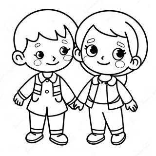Playful Boy And Girl Coloring Page 105228-42876