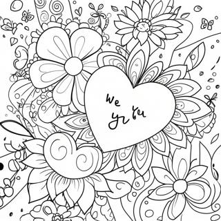Whimsical We Love You Flowers Coloring Page 105281-42924