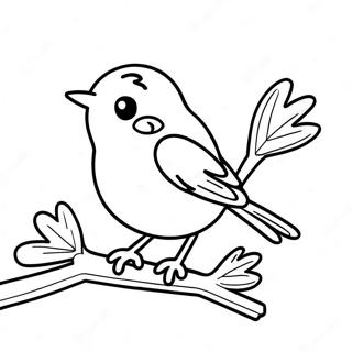 Cute Robin Sitting On A Branch Coloring Page 105381-42989