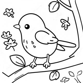 Cute Robin Sitting On A Branch Coloring Page 105381-42990