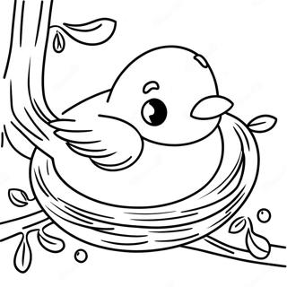 Robin Nesting With Eggs Coloring Page 105384-43003