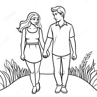 Cute Couple Holding Hands Coloring Page 105484-43066