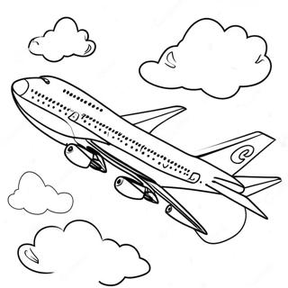 A380 Airplane With Clouds Coloring Page 105565-43138