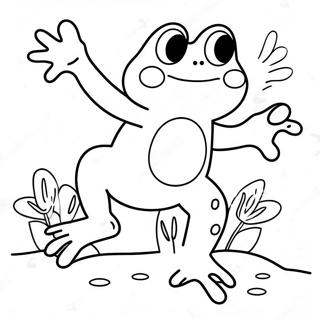 Happy Frog Jumping Coloring Page 105768-43289