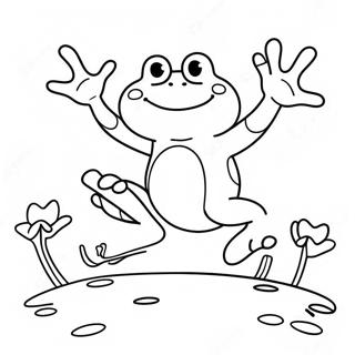 Happy Frog Jumping Coloring Page 105768-43291