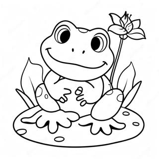 Cute Toad Sitting On A Lily Pad Coloring Page 105769 43294