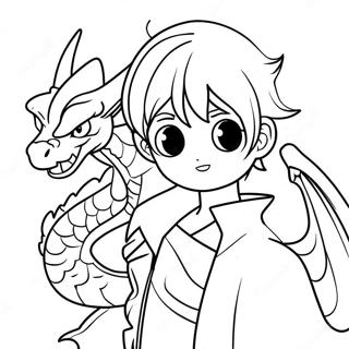 Anime Boy With Dragon Companion Coloring Page 105822 43338