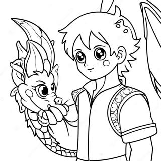 Anime Boy With Dragon Companion Coloring Page 105822 43339