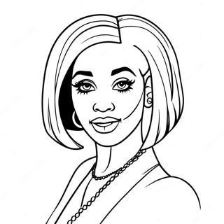 Cardi B With Colorful Hair Coloring Page 105847-43356