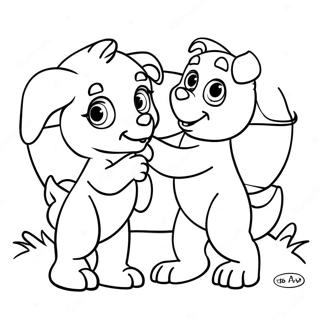 Winn Dixie And Opal Playing Together Coloring Page 105975-43450