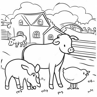 Busy Farmyard Scene Coloring Page 106028 43498