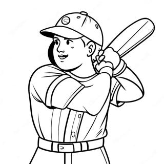 Baseball Player Swinging Bat Coloring Page 10603-1606