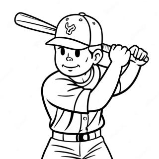 Baseball Player Swinging Bat Coloring Page 10603-1607