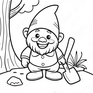 Playful Garden Gnome With A Shovel Coloring Page 106183-43620