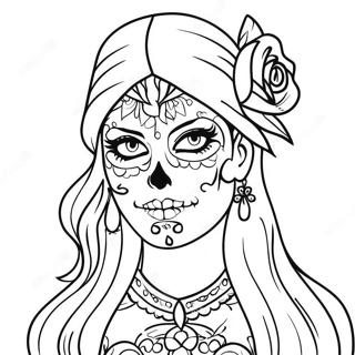Vibrant Gangsta Sugar Skull Girl Coloring Page 106313 43724
