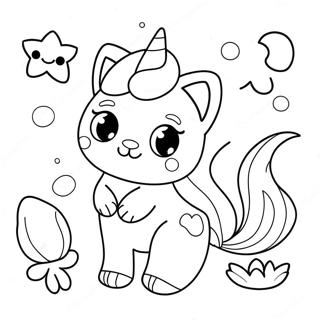 Cute Unicorn Cat Mermaid Coloring Page 106746-44056