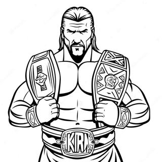 Triple H Holding Two Belts Coloring Page 107028-44278