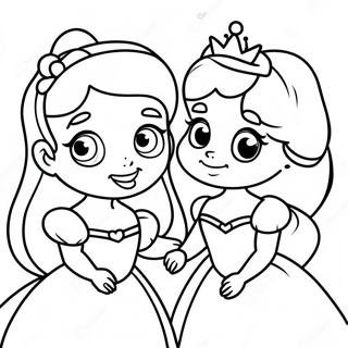 Cute Disney Princesses In Love Coloring Page 107077-44310