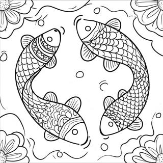 Colorful Koi Fish Pond Coloring Page 107104-44336