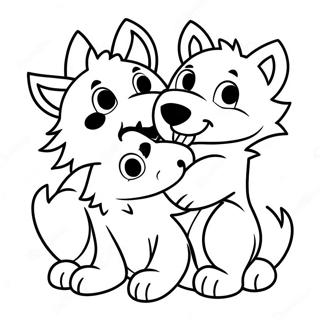 Playful Timberwolves Puppies Coloring Page 107462-44618