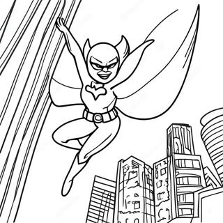 Batgirl Flying Through The City Coloring Page 107667-44777