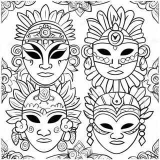 Colorful Aztec Masks Coloring Page 107772-44866